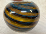 Glass Bowl Vase with Spiral Swirls
