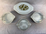 Set of 4 Vintage Pyrex Pieces with Lids - Spring Blossom "Crazy Daisy" Pattern