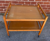 Teak Two Shelf Rolling Cart