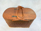 Vintage Redmon Woven Wood Picnic Basket