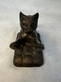Vintage Bronze Cat Bookend