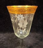 Vintage Tiffin Gold-Rimmed Optic Goblets - Set of 6