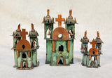 3 Miniature Copper Churches