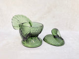 L.E. Smith Green Glass Turkey Candy Dish