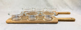 Home Essentials Set of 2 Acacia Serving Boards with 6 Glass Bowls - Brand New