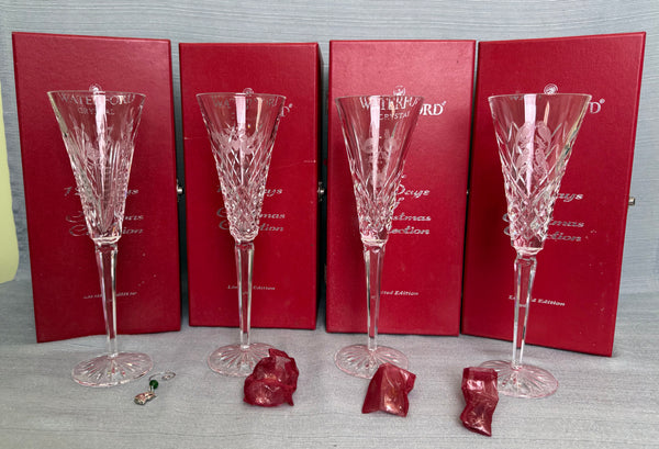 Waterford 12 Days of Christmas Flutes - Set of First 4 in Boxes