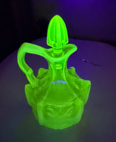 Fenton Topaz Opalescent Uranium Cactus Cruet with Stopper