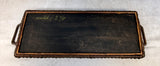 Cranes in Marsh Wood Tray with Brown Wicker Frame