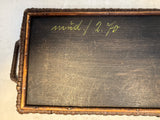Cranes in Marsh Wood Tray with Brown Wicker Frame