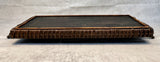 Cranes in Marsh Wood Tray with Brown Wicker Frame