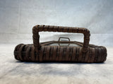 Cranes in Marsh Wood Tray with Brown Wicker Frame