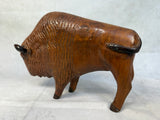 Hand Carved Wood Bison Sculpture