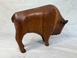 Hand Carved Wood Bison Sculpture