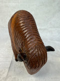 Hand Carved Wood Bison Sculpture