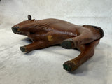Hand Carved Wood Bison Sculpture
