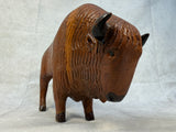 Hand Carved Wood Bison Sculpture