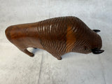 Hand Carved Wood Bison Sculpture