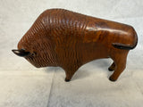 Hand Carved Wood Bison Sculpture