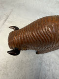 Hand Carved Wood Bison Sculpture