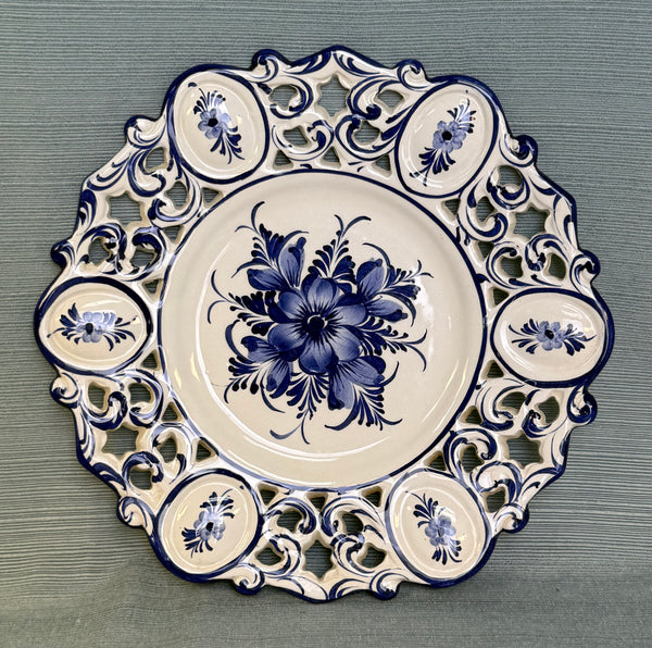 Portuguese Blue and White Reticulated Plate