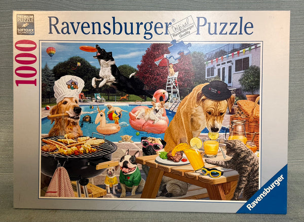 1000 Piece Dog Days of Summer Ravensburger Puzzle - Certified Complete!