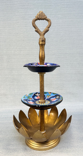 French Style 3-Tier Bonbon or Jewelry Stand with Lotus Flower Design