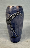 Pair Of Kenyan Carved Soapstone Vases with Animal Designs