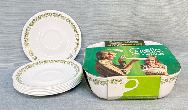 Corelle Spring Blossom Green Cups and Saucers