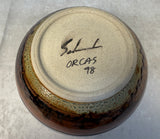 Handmade Drip Glaze 8" Pottery Bowl, Signed & Dated by Artist