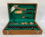 Kee Teck Vintage Thai, Siam 19 pc Brass Flatware Set w/ Wooden Case
