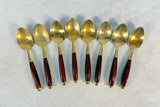 Kee Teck Vintage Thai, Siam 19 pc Brass Flatware Set w/ Wooden Case