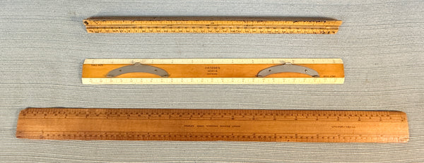 Vintage Wood Drafting Rulers Set - Stanley Lot of 3