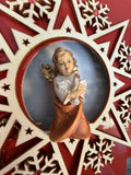 Holzschnitzerein Wood-carved Angel with Dove Star Ornament - Like New!
