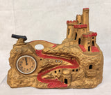 Vintage Castle Cannon Clock Lamp 1930s Pot Metal - Non-working