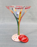 Lolita Happy Birthday-tini Hand Painted Martini Glass - Brand New!