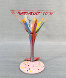 Lolita Happy Birthday-tini Hand Painted Martini Glass - Brand New!