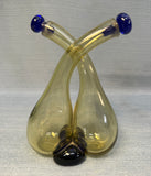 Cobalt & Yellow Blown Art Glass Cruets