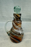 Swirl Browns and White Blown Glass Cruet