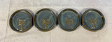 Blue Round Ceramic Tree Coasters - Set of 4
