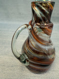 Swirl Browns and White Blown Glass Cruet