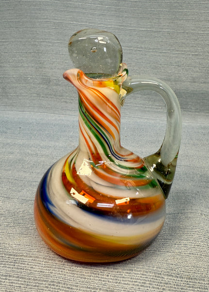 Marble Swirl Hand Blown Cruet with Stopper