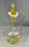 Uranium Glass Cruet with Opalescent Rim and Matching Stopper