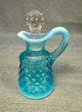 Fenton Blue Opalescent Hobnail Cruet with Original Stopper