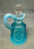 Fenton Blue Opalescent Hobnail Cruet with Original Stopper