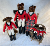 Tally-Ho Fox Family Shelf Plush Dolls with Chairs - Lot of 6 Foxes, 4 Chairs