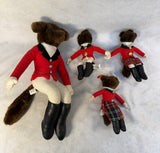 Tally-Ho Fox Family Shelf Plush Dolls with Chairs - Lot of 6 Foxes, 4 Chairs