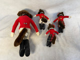 Tally-Ho Fox Family Shelf Plush Dolls with Chairs - Lot of 6 Foxes, 4 Chairs