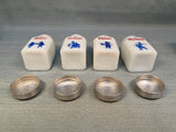 Vintage Hazel Atlas Milk Glass Spice Shakers Set with Rack