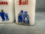 Vintage Hazel Atlas Milk Glass Spice Shakers Set with Rack