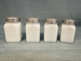 Vintage Hazel Atlas Milk Glass Spice Shakers Set with Rack